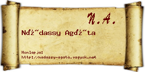 Nádassy Agáta névjegykártya